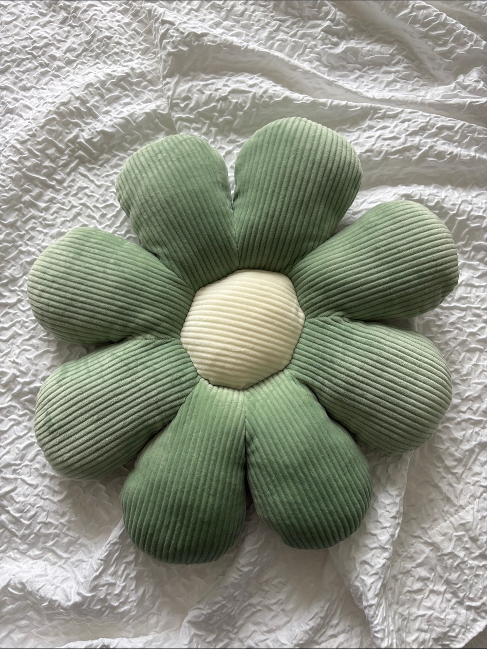 Amazon Green Flower Petal Decorative Pillow with Cream Center